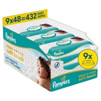 Pampers Aqua Soft Touch chusteczki nawilżane dla dzieci, 9 opakowań po 48szt chusteczek