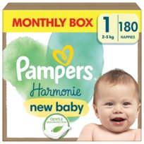 Pampers Harmonie Baby Pieluszki, rozmiar 1, 180 sztuk, 2kg-5kg