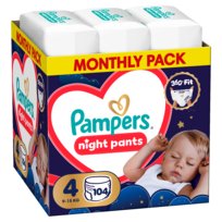 Pampers Night Pieluchomajtki Rozmiar 4, 104 szt., 9kg-15kg