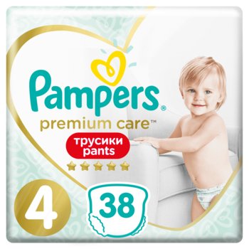Pampers, Premium Care, Pants, Pieluchomajtki, rozmiar 4, Maxi, 9-15 kg, 38 szt. - Pampers