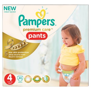 Pampers, Premium Care, Pieluchomajtki, rozmiar 4, Maxi, 9-14 kg, 22 szt. - Pampers