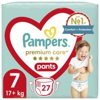 Pampers, Premium Care Pieluchomajtki, rozmiar 7, 17kg+, 27 szt.