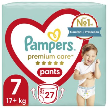 Pampers, Premium Care Pieluchomajtki, rozmiar 7, 17kg+, 27 szt. - Pampers