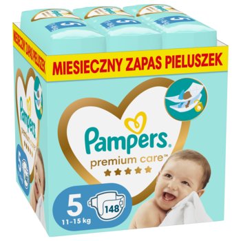 Pampers Premium Care, Pieluchy jednorazowe, Junior, rozmiar 5, 11-16 kg, 148 szt. - Pampers