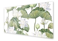 Panel kuchenny HOMEPRINT Białe kwiaty lotosu 120x60 cm
