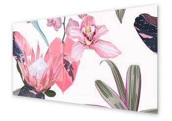 Panel kuchenny HOMEPRINT Różowe egzotyczne kwiaty 120x60 cm - HOMEPRINT