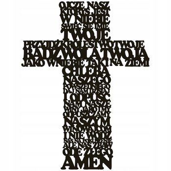 Panel Obraz CZARNY krzyż modlitwa OJCZE NASZ Krzyż na ścianę z modlitwa - SMX Design