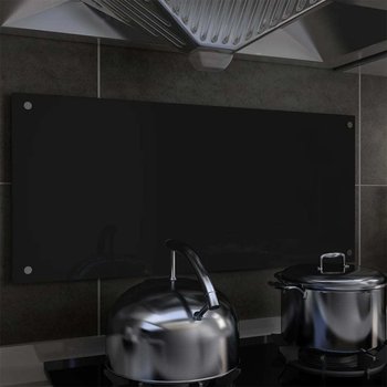 Panel ochronny do kuchni, szkło hartowane, czarny, 90x40 cm - vidaXL