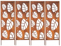 Panel Ogrodowy Dekoracyjny Metalowy Płot Krzewy Osłona Tarasu Altany Corten - zestaw 4 sztuk