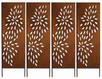 Panel Ogrodowy Dekoracyjny Metalowy Płot Krzewy Osłona Tarasu Altany Corten - zestaw 4 sztuk