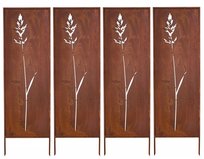 Panel Ogrodowy Dekoracyjny Metalowy Płot Krzewy Osłona Tarasu Altany Corten - zestaw 4 sztuk
