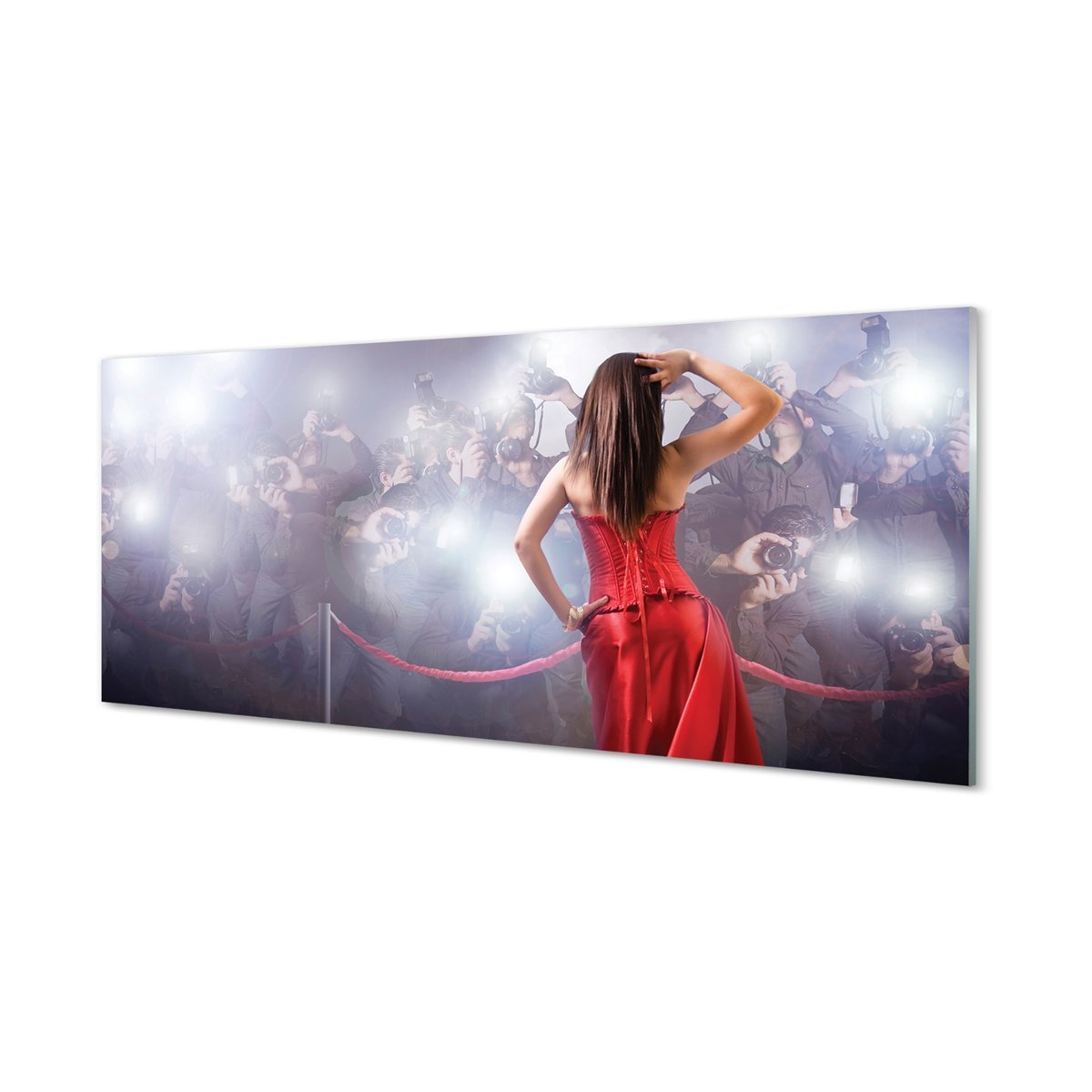 Panel ścienny Kobieta czerwona suknia 125x50 cm