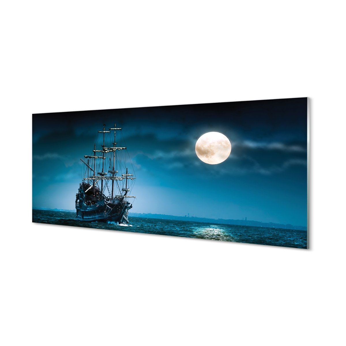 Panel ścienny Morze statek miasto księżyc 125x50 cm