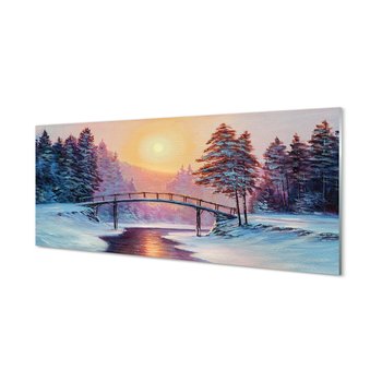 Panel ścienny Zima drzewa śnieg wschód 125x50 cm - Tulup