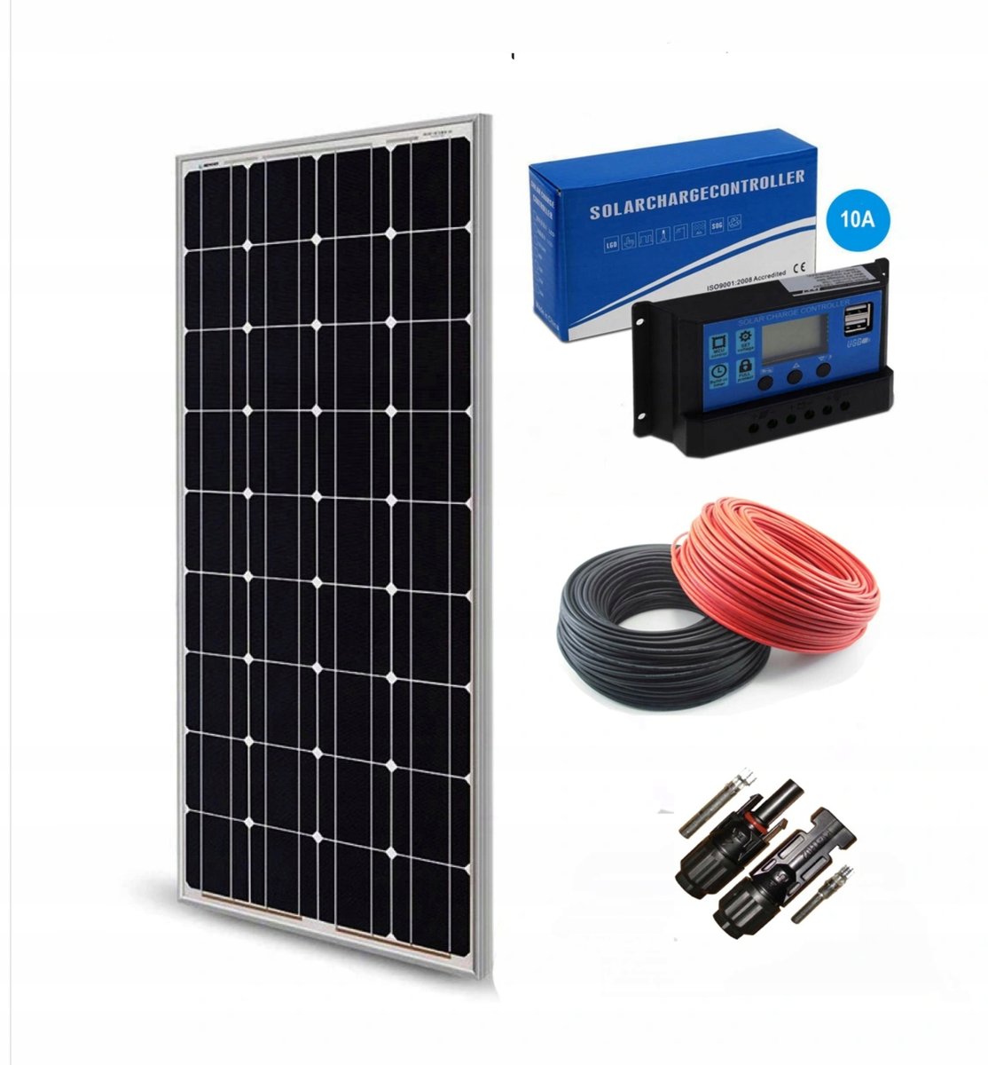 Фото - Сонячна панель Panel Solarny 100W + Regulator 10A – Zestaw