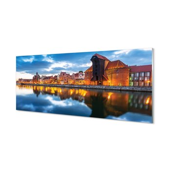 Panel szklany + klej Gdańsk Rzeka budynki 125x50 cm - Tulup