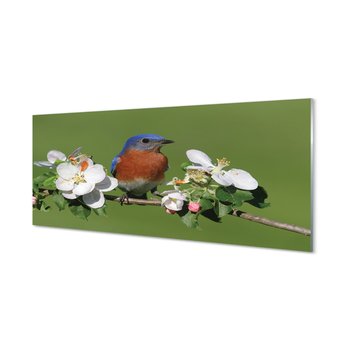 Panel szklany + klej Kwiaty kolorowa papuga 125x50 cm - Tulup