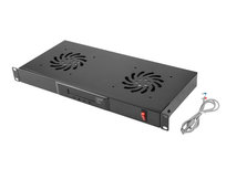 Panel wentylacyjny LCD poziomy LANBERG 1U z termostatem do szafy RACK 19" 2 wentylatory 230V czarny Lanberg