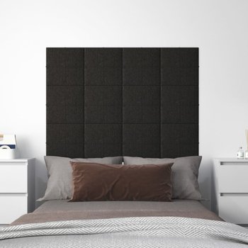 Panele ścienne, 12 szt., czarne, 30x30 cm, tkanina, 1,08 m² - vidaXL