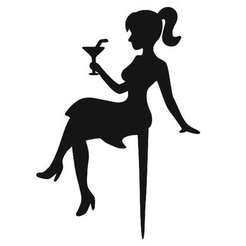 Panienka kobieta z drinkiem 16cm topper czarny - Pamario