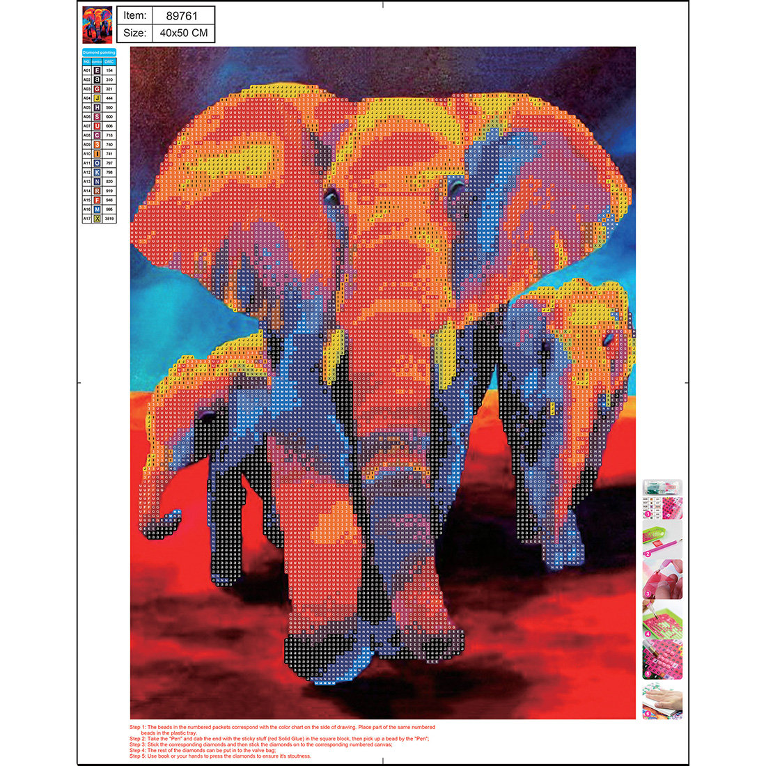 Фото - Творчість і рукоділля Panta Plast , Mozaika Diamentowa 5D Kit 40X50 Cm Elephant 89761 Centrum 