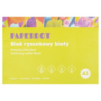 PAPERDOT Blok rysunkowy biały A3, 80g, 20 ark - Paperdot