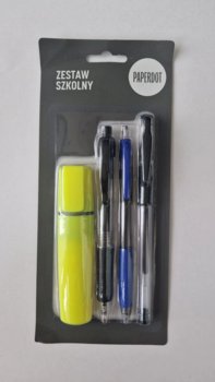 Paperdot, Zestaw szkolny 3 długopisy + zakreślacz - Paperdot