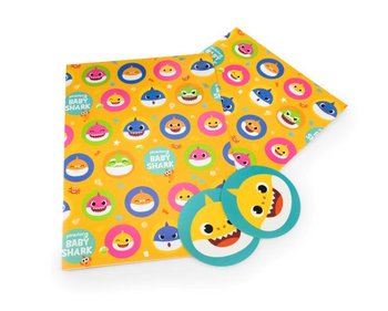 Papier do pakowania prezentów dla dzieci Baby Shark 50x70 cm Zestaw 2 szt - Danilo