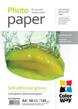 Papier Fotograficzny ColorWay Samoprzylepny Błyszczący A4 135g 50 szt - ColorWay