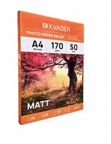 PAPIER FOTOGRAFICZNY DO ZDJĘĆ A4 MATOWY 170g 50szt DO DRUKARKI ATRAMENTOWEJ KVADER