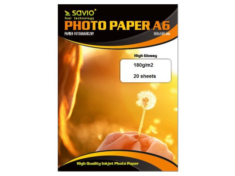 Фото - Папір SAVIO Papier fotograficzny  PA-01, 180 g/m2, A6, 20 szt 