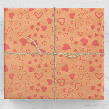 Papier Pakowy Pink Hearts Kraft 1 Arkusz - WrapAndPack