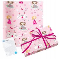 papier PREZENTOWY do pakowania PREZENTÓW urodziny dla dzieci KSIĘŻNICZKI