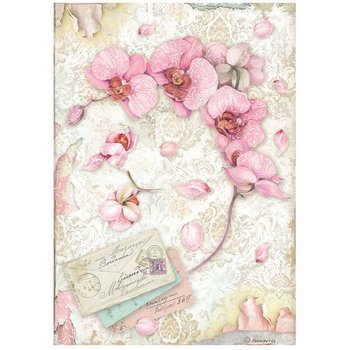 Papier ryżowy A4 Stamperia - Ochids & Cats orchidea różowa - Inna marka
