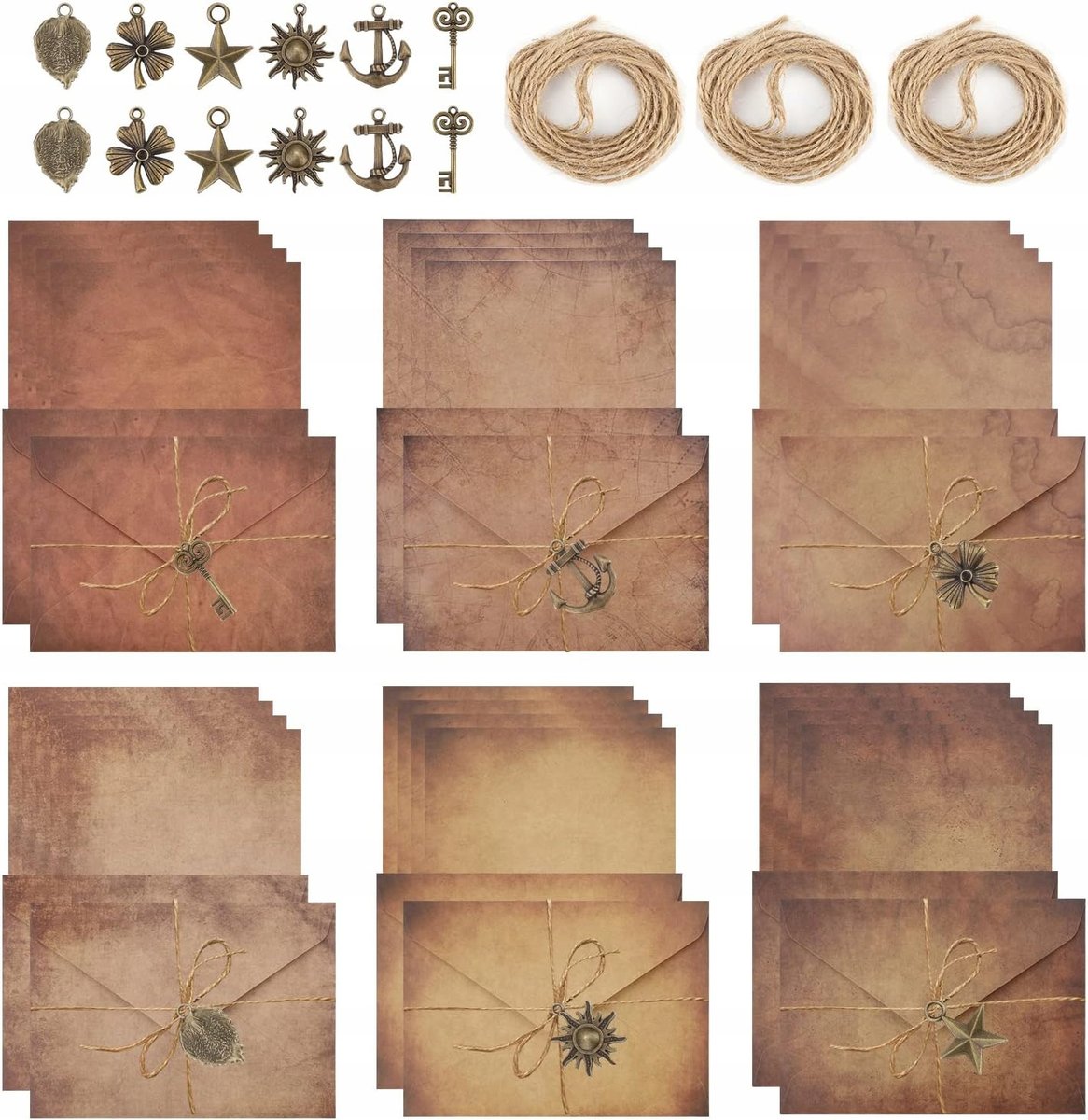 Papier ZESTAW DO SCRAPBOOKINGU WISIORKI PAPIERY KOPERTY brązowy
