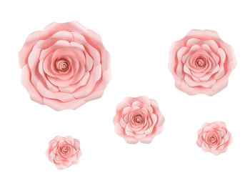 Papierowe kwiaty, różowe, 5 sztuk - PartyDeco