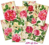 Papiery Do Scrapbookingu - Bileciki Prezentowe – Karneciki Zestaw M119 Listy i Róże 24szt