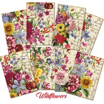 Papiery do Scrapbookingu - Bileciki Prezentowe – Karneciki Zestaw M155 polne kwiaty 24 szt