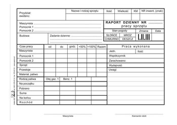 Papirus, Raport dzienny pracy sprzętu, wielokopia, A5 - PAPIRUS