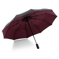 Parasol Double 10-szprychowy, automatyczny z podwójną czaszą bordowy KRAGO ACCESSORIES