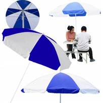 PARASOL DUZY WODOODPORNY NIEBIESKI BIALY 190X180 PLAZOWY OGRODOWY