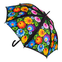 Parasol Folk Klasyczny - Wzory łowickie - czarny Folkstar Folkstar