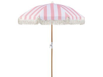 Parasol ogrodowy ⌀ 150 cm różowy z białym MONDELLO - Beliani