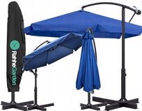 PARASOL ogrodowy 350cm SKŁADANY SOLIDNY z WYSIĘGNIKIEM FALBANĄ + POKROWIEC