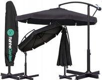 PARASOL ogrodowy 350cm SKŁADANY SOLIDNY z WYSIĘGNIKIEM FALBANĄ + POKROWIEC
