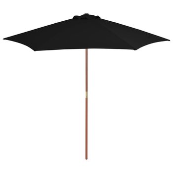 Parasol ogrodowy na drewnianym słupku, czarny, 270 cm - vidaXL
