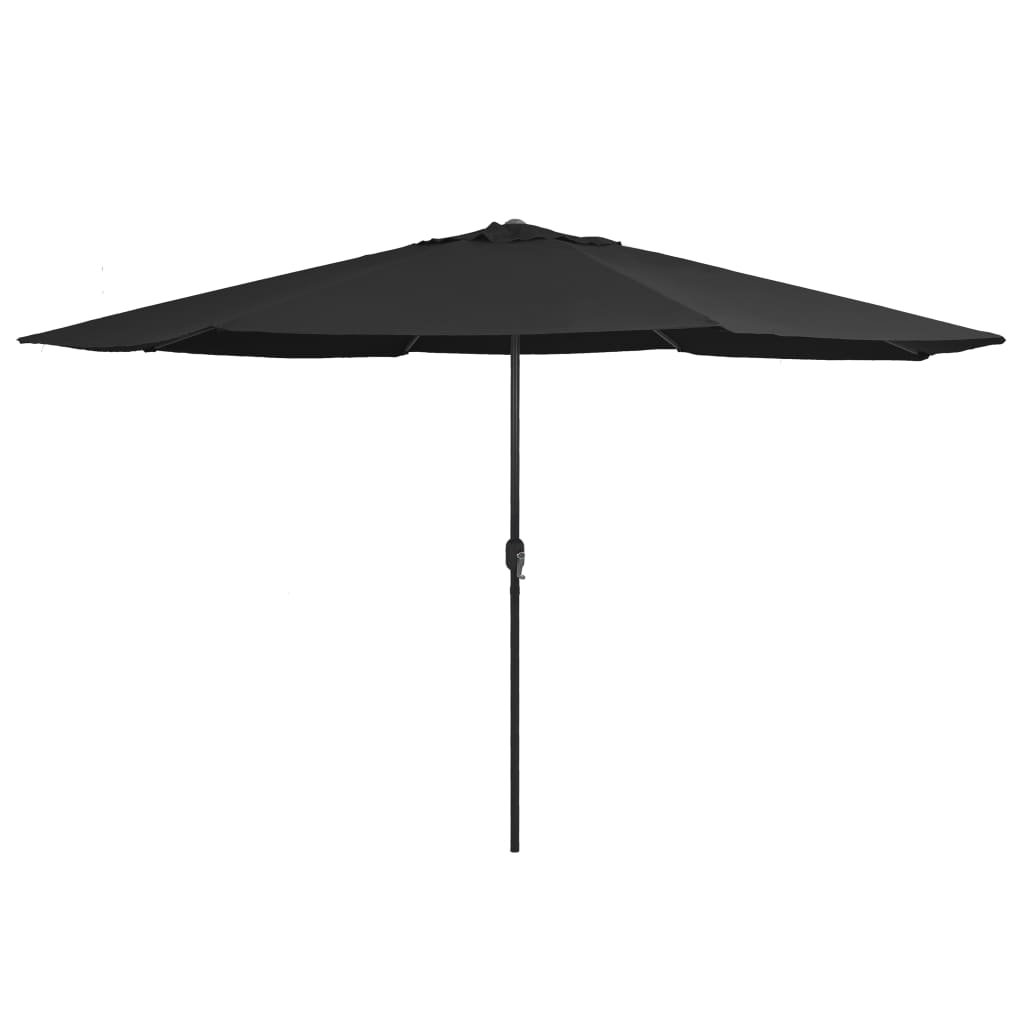 Фото - Пляжна парасоля VidaXL Parasol ogrodowy na metalowym słupku, 390 cm, czarny 