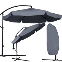 Parasol ogrodowy na wysięgniku składany z pokrowcem 3,5m, 6 segmentów, szary