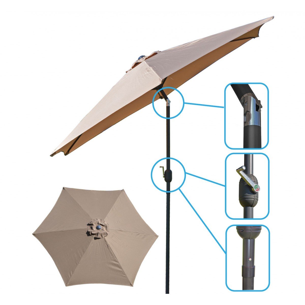 Parasol ogrodowy składany SASKA GARDEN, beżowy, 230x300 cm