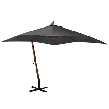 Parasol ogrodowy wiszący, na jodłowym słupku, antracyt, 3x3 m - vidaXL